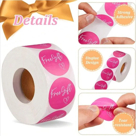 500pcs Thank You Free Gift Stickers Pink - Picture 5 of 5